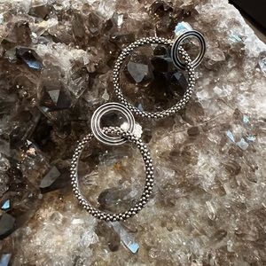 LAGOS Signature Caviar Sterling Silver Double Hoop Drop Earrings